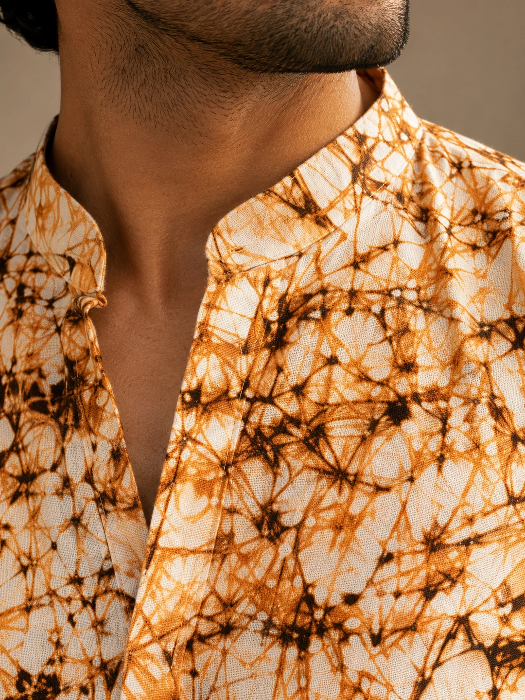 Batik Print Kurta Full Sleeve - 5 yellow khadi kurta for men