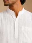 Men’s White Khadi Cotton Short Kurta -2