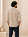 Beige Khadi Cotton Textured Shirt – 1