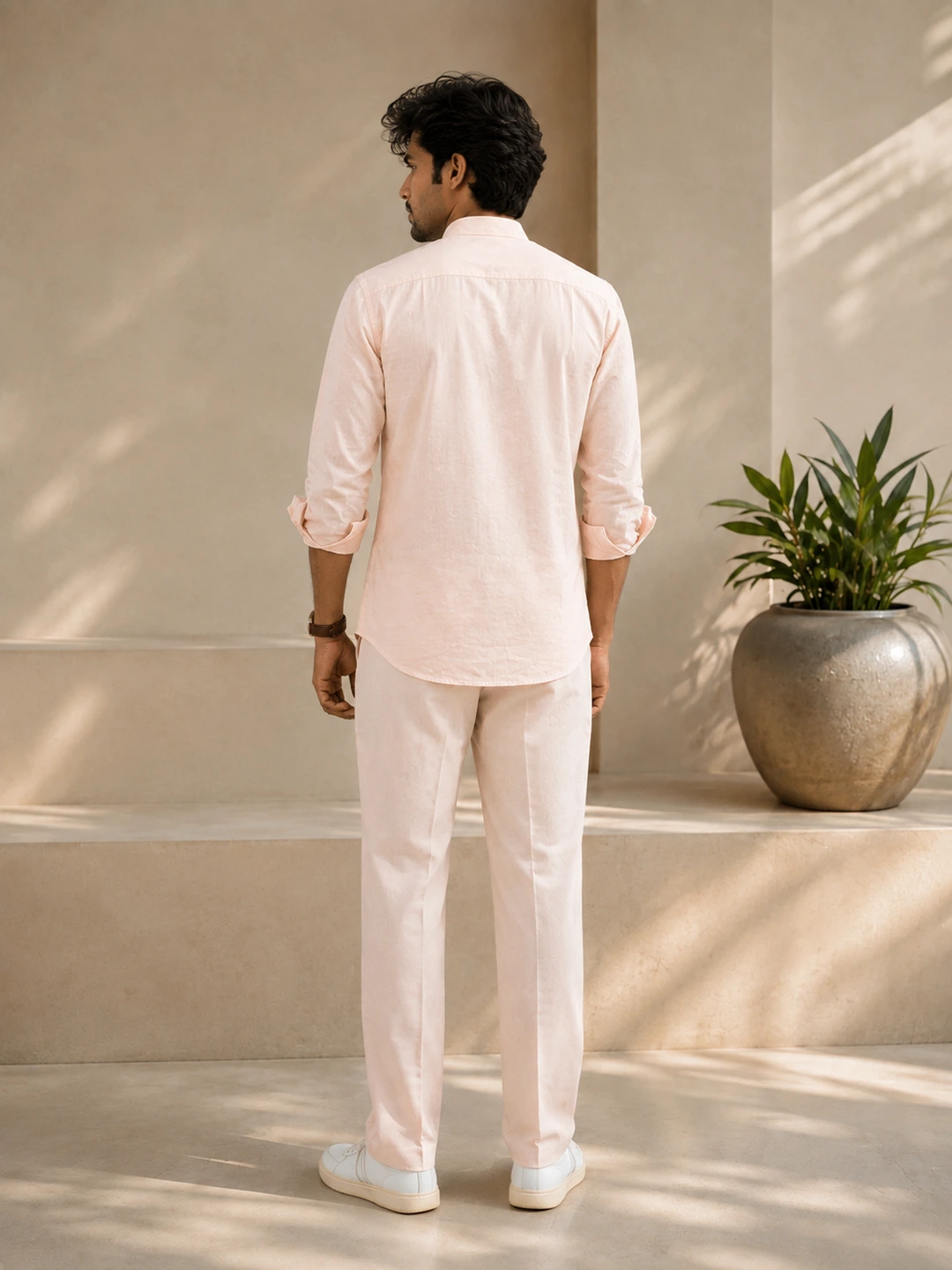 Men’s Peach Pink Khadi Co-Ord Set - 5 Buy Men’s Peach Pink Khadi Co-Ord Set Online – Premium