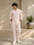 Men’s Peach Pink Khadi Co-Ord Set – 1