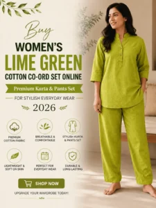 Women's Lime Green Cotton Co-Ord Set