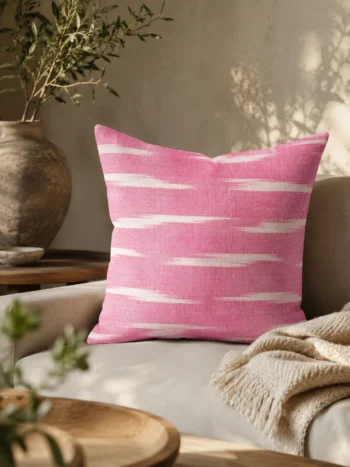handwoven Pink Cotton Cushion Cover