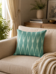 Ikat Aqua Green Cushion Cover – 1