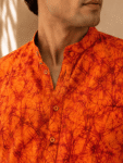 Men’s Orange Batik Print Short Kurta – 2
