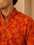 Men’s Orange Batik Print Short Kurta – 2