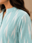 Women’s Mint Green Ikat Print Cotton Co-Ord Set Online – Kurta & Pants Set-1
