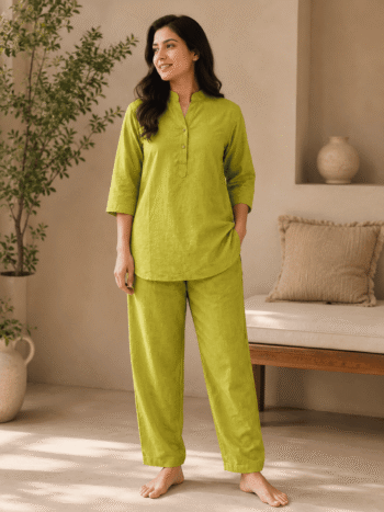 Buy Women’s Lime Green Cotton Co-Ord Set Online