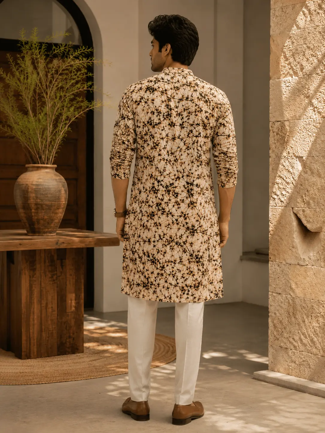 Men’s Premium Batik Print Khadi Cotton Long-4 Buy Men’s Premium Batik Print Khadi Cotton Long Kurta