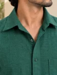 Men’s Dark Green Khadi Shirt  – 1
