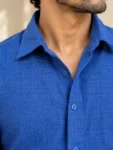 Men’s Royal Blue Khadi Cotton Shirt – 1