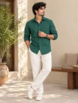 Men’s Dark Green Khadi Shirt  – 1