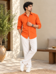 Men’s Premium Orange Khadi Cotton Shirt – 1