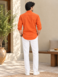 Men’s Premium Orange Khadi Cotton Shirt – 1