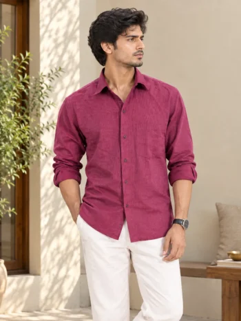Classic Maroon Khadi Shirt for Men