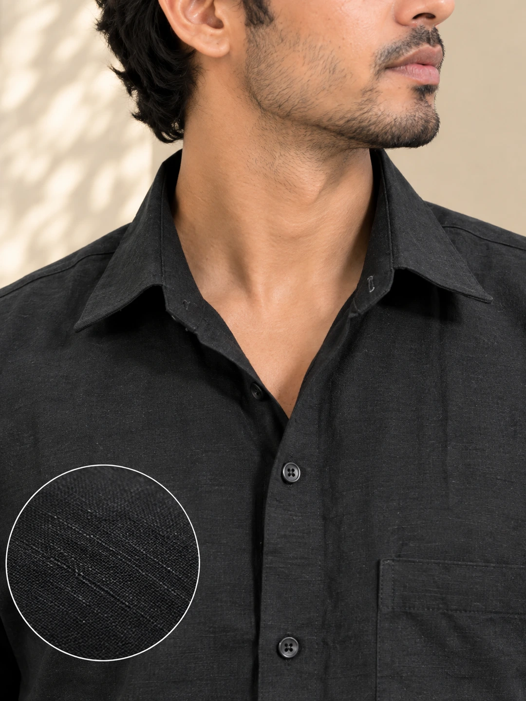 Men's Premium Black Khadi Cotton Shirt - 2