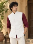 White Khadi Nehru jacket 1