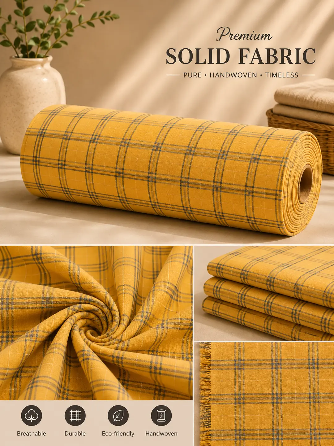 Mustard Yellow Handwoven Khadi Cotton 3